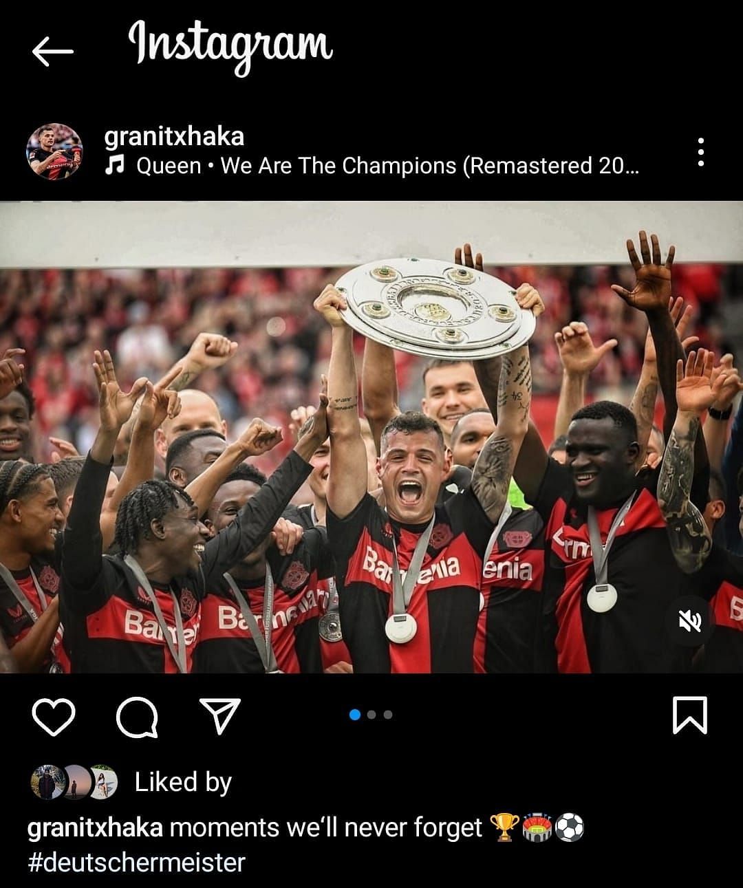 Granit Xhaka's Instagram post.